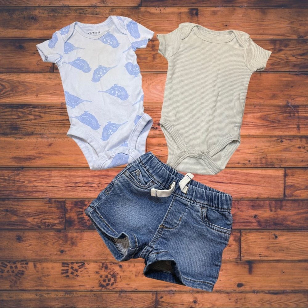 5 for $25🔥Bundle‎ of 3 Shirts & Shorts Set Baby Size 0-3 Months